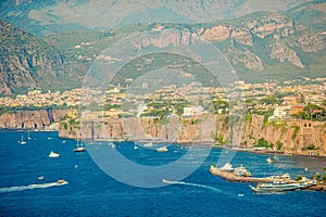 Aerial view of Sorrento city, Amalfi coast, Italy