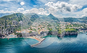 Aerial view of Sorrento town, amalfi coast, Italy