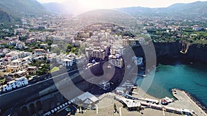 Aerial View of the Sorrento coast. Meta beach, travel concept, space for text, Europe, Italy travel concept, vacation