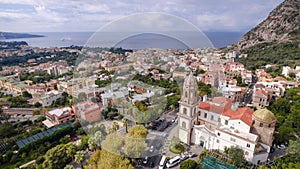 Aerial view of Sorrento, Meta in Italy in a beautiful summer day, concept travel tour mountains road