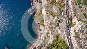 Aerial view of Sorrento, Meta in Italy in a beautiful summer day, concept travel tour mountains road