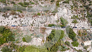 Aerial view of Sorrento, Meta in Italy in a beautiful summer day, concept travel tour mountains road