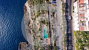 Aerial view of Sorrento, Meta in Italy in a beautiful summer day, concept travel tour mountains road