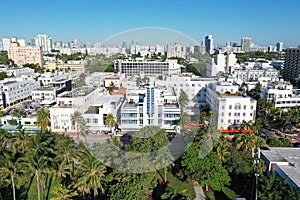 Aerial view of South Beach and Lummus Park in Miami Beach, Florida duing COVID-19 shutdown.