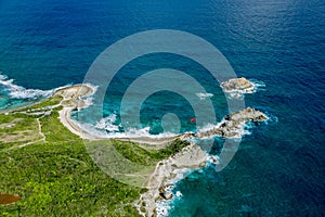 Aerial view of the South coast, Grande-Terre, Guadeloupe, Caribbean