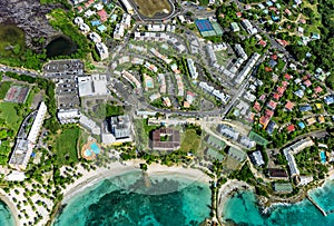 Aerial view of the South coast near Le Gosier, Grande-Terre, Guadeloupe, Caribbean