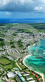 Aerial view of the south coast near Saint-Francois, Grande-Terre, Guadeloupe, Caribbean