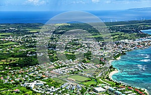 Aerial view of the south coast near Saint-Francois, Grande-Terre, Guadeloupe, Caribbean