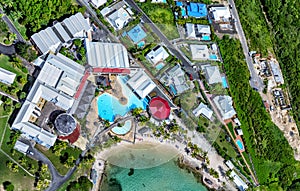 Aerial view of the south coast near Saint-Francois, Grande-Terre, Guadeloupe, Caribbean