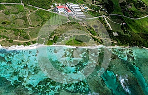 Aerial view of the south coast near Sainte-Anne, Grande-Terre, Guadeloupe, Caribbean