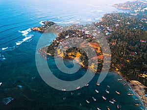 Aerial view of the south coastline of Sri Lanka