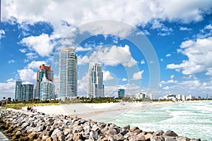 Aerial view of South Miami Beach and skycrappers