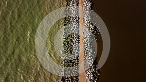 Aerial view of the South Pier in Ventspils, Latvia