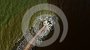 Aerial view of the South Pier in Ventspils, Latvia