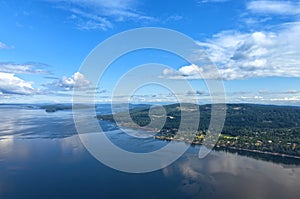 Aerial view of Southern Gulf Islands in  the Strait of Georgia close to Vancouver Island,Salt Spring Island, British Columbia