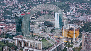 Aerial view of the southern part of Sarajevo city timelapse.