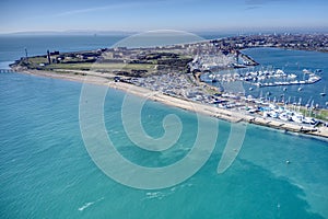 Aerial view Southsea Lock Lake Southsea Moorings