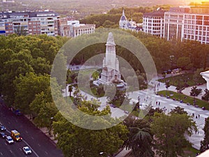 Aerial view of Spain square in Madrid photo