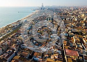 Aerial view of the spanish city of Badalona. Barcelona,