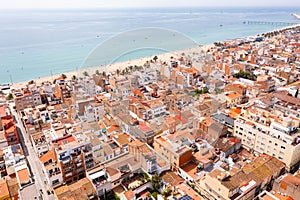 Aerial view of spanish city of Badalona. Barcelona. Spain