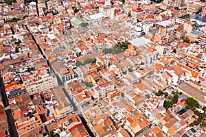 Aerial view of spanish city of Badalona. Barcelona. Spain