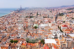 Aerial view of spanish city of Badalona. Barcelona. Spain