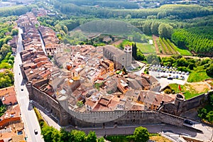 Aerial view of Spanish village of Hostalric, Girona, Catalonia