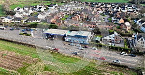 Aerial view of SPAR Ballynure in the Village of Ballynure near Ballyclare Town Co Antrim Northern Ireland