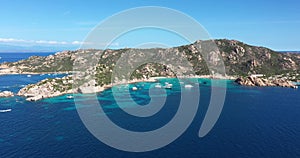 Aerial view of Spargi Island in Costa Smeralda, Italy