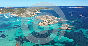 Aerial view of Spargi Island in Costa Smeralda, Italy