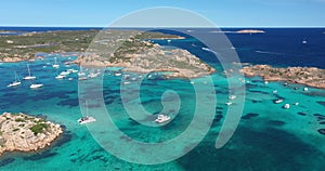 Aerial view of Spargi Island in Costa Smeralda, Italy