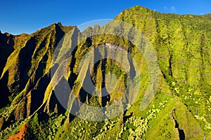 Aerial view of spectacular Na Pali coast, Kauai