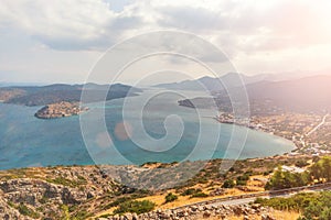 Aerial view of Spinalonga Island on Crete, Greece