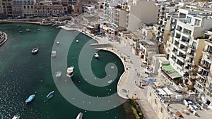 Aerial view of Spinola Bay in St Julien - Malta