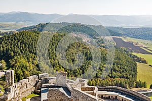Letecký pohľad zo Spišského hradu, Slovensko.