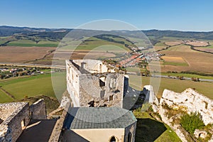Letecký pohľad zo Spišského hradu, Slovensko.