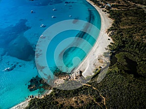 Aerial View of the Splendid Rondinara Beach, Corsica photo