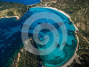 Aerial View of the Splendid Rondinara Beach, Corsica