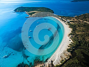 Aerial View of the Splendid Rondinara Beach, Corsica