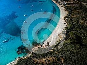 Aerial View of the Splendid Rondinara Beach, Corsica