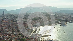 Aerial view Split Croatia. Cityscape of the old town with historical buildings