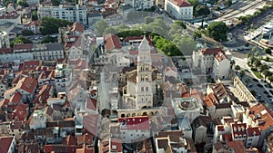 Aerial view Split Croatia. Historic city center with old architecture