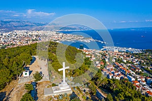 Aerial view of Split from Marjan hill in Croatia