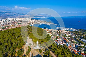 Aerial view of Split from Marjan hill in Croatia