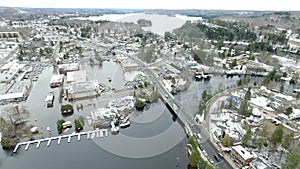 Aerial view of the Spring Flood in Huntsville, Ontario