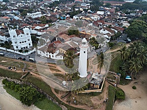 Aerial view. Sri Lanka. Galle. The Fort Galle. The lighthouse