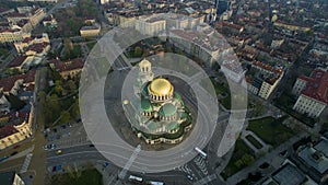 Aerial view of St. Alexander Nevsky Cathedral, Sofia, Bulgaria