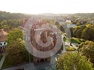 Aerial view of St. Anne Church and neighbouring Bernardine Church, one of the most beautiful and probably the most famous