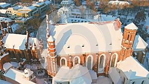 Aerial view of St. Anne's Church and Bernardine Church, Vilnius, Lithuania.