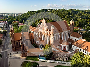 Aerial view of St. Anne`s Church and neighbouring Bernardine Church, one of the most beautiful and probably the most famous